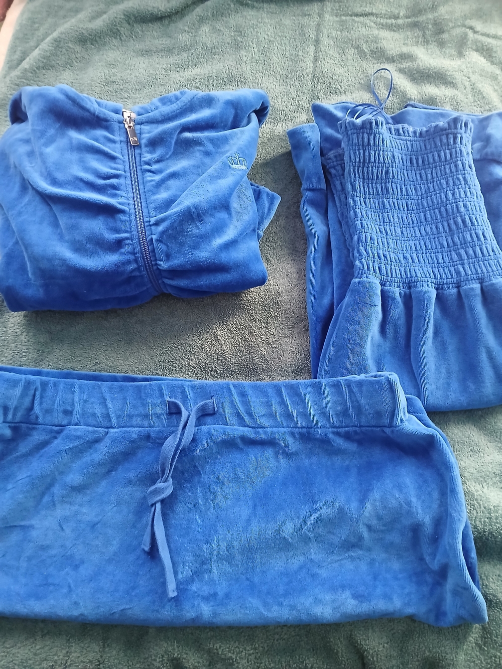 Juicy Couture Bright Blue Velour Zip Hoodie,skirt ,and Mini Dress, Bundle